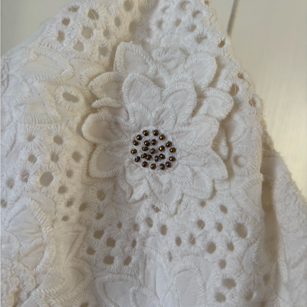 Michael Kors White Eyelet Mini Dress Bridal Cottagecore Romantic Wedding Guest 0 - Picture 10 of 15